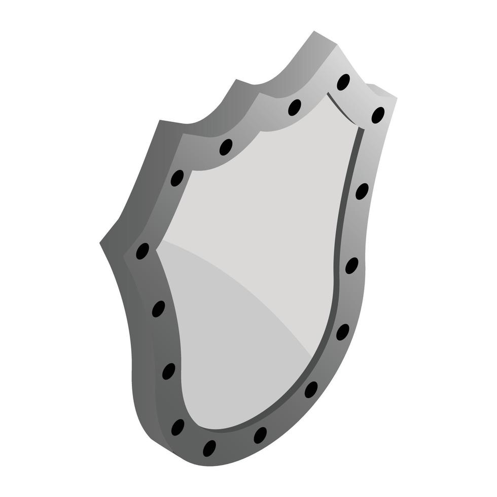 Metal shield icon, isometric 3d style vector