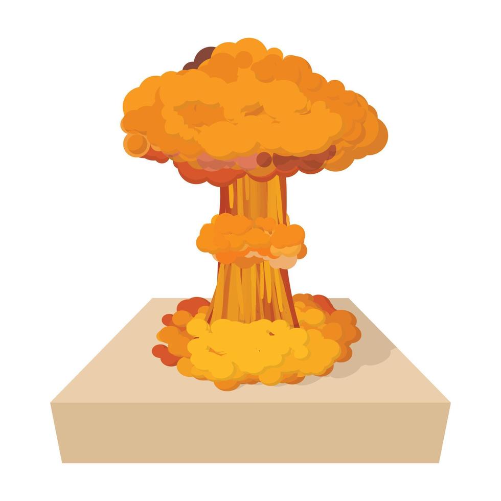 Nuclear explosion icon, cartoon style vector