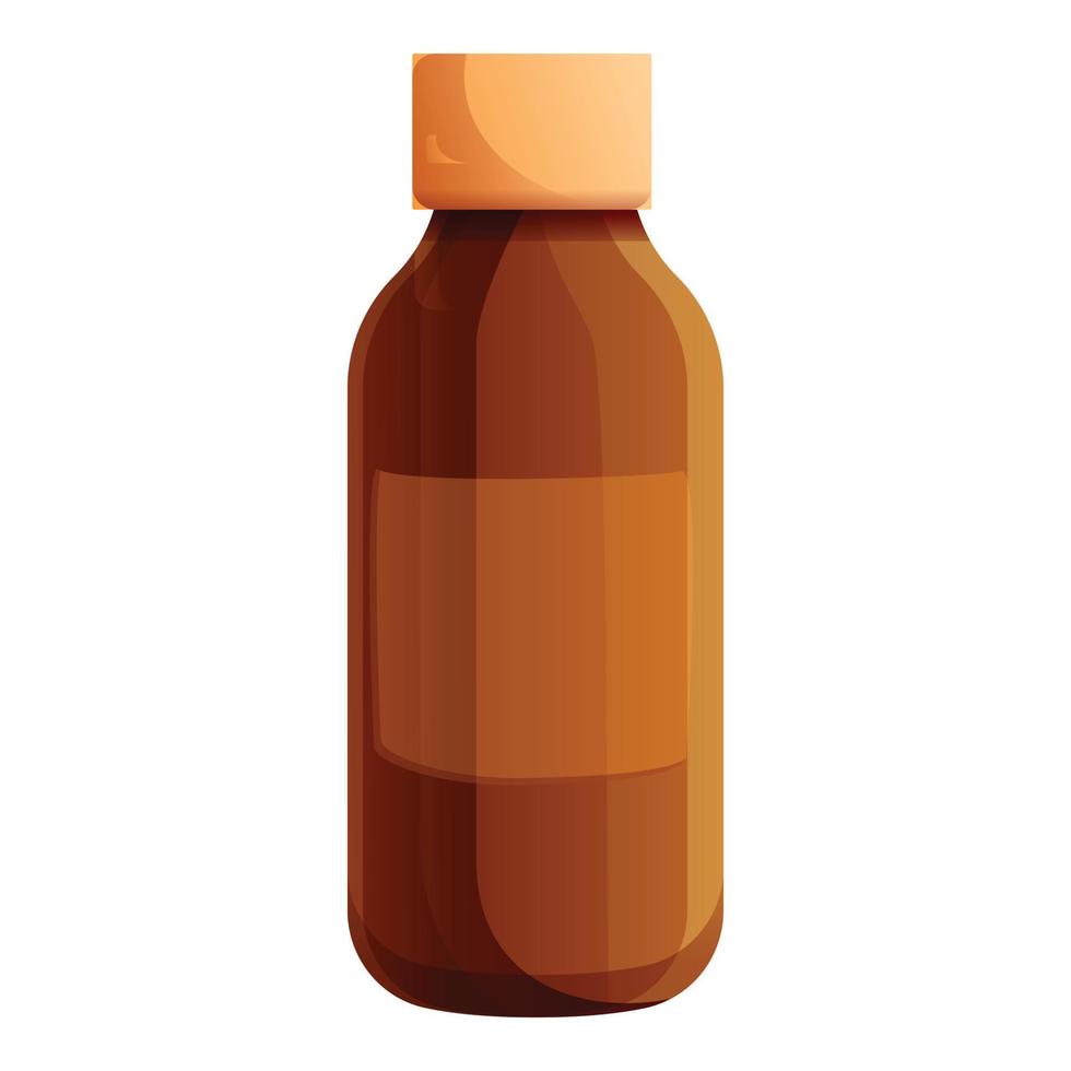 Cough syrup bottle icon, cartoon style vector