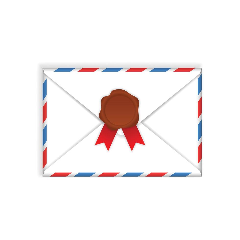 Envelope with wax seal flat icon vector