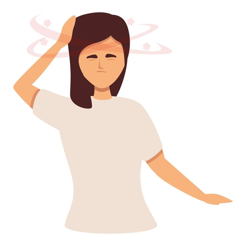 Woman headache icon cartoon vector. Sick pain vector