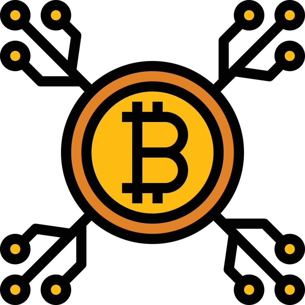 bolsillo de bitcoin digital de inversión en criptomoneda - icono de contorno lleno vector