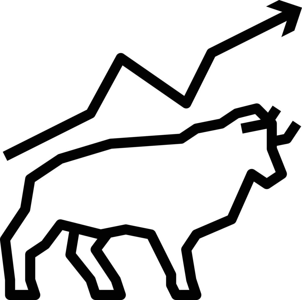 bull up mercado de inversión bursátil - icono de contorno vector