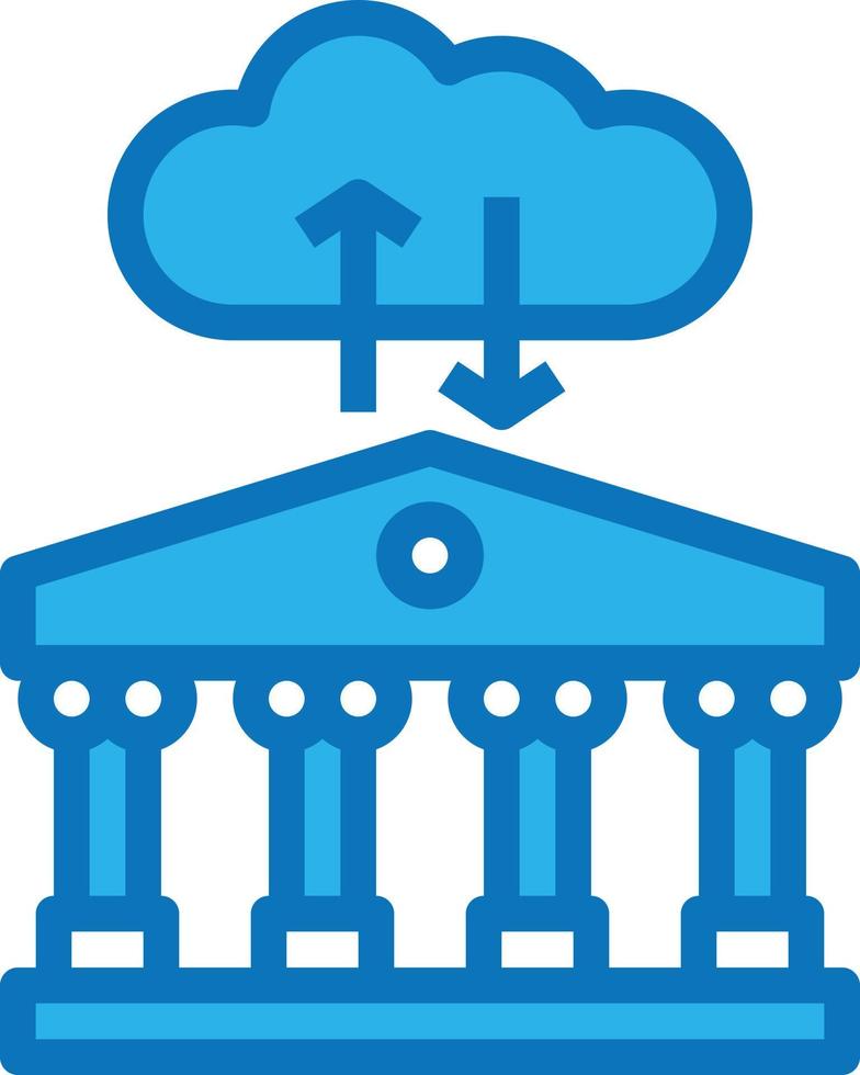 cloud banking online server sync banking - blue icon vector