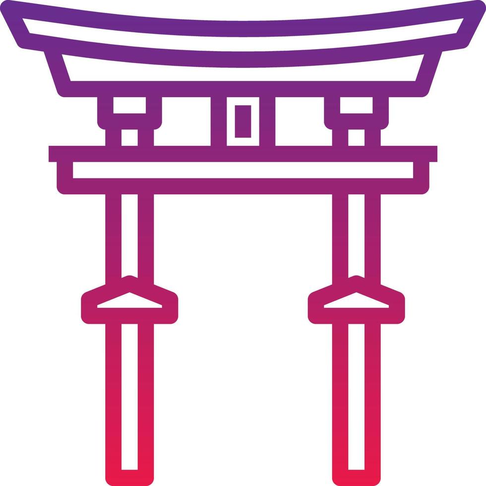 torii gate japón hito templo puerta - icono degradado vector