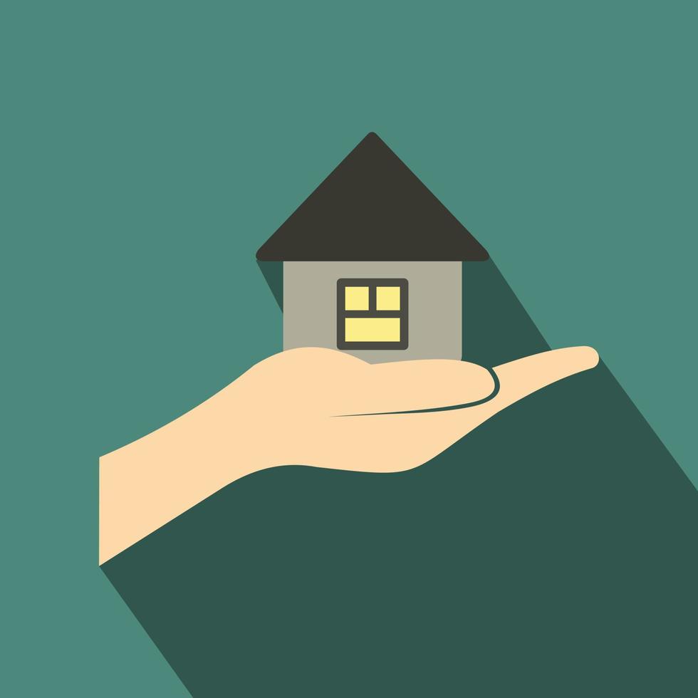 House in hand flat icon vector