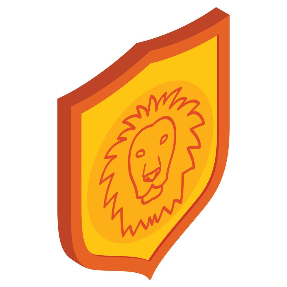 Lion shield icon, isometric 3d style vector