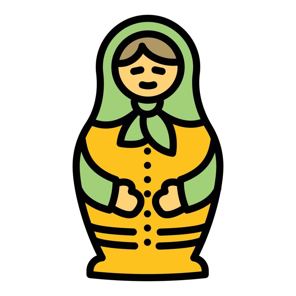 icono de muñeca de anidamiento de juguete, estilo de esquema vector