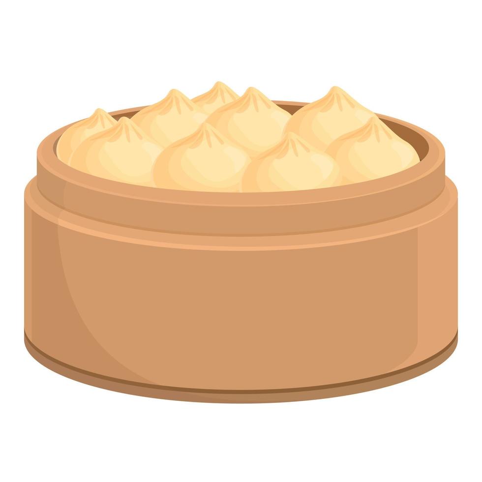 Full baozi basket icon cartoon vector. Asian dimsum vector