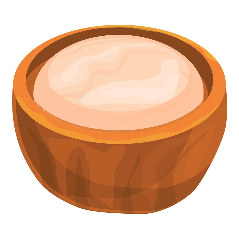 Cutted shea tree nut icon, cartoon style vector