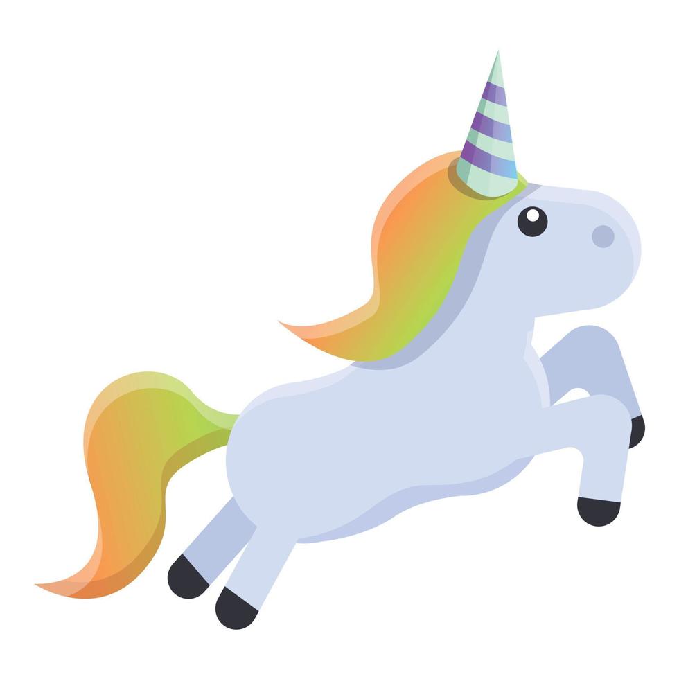 Running unicorn icon, cartoon style vector