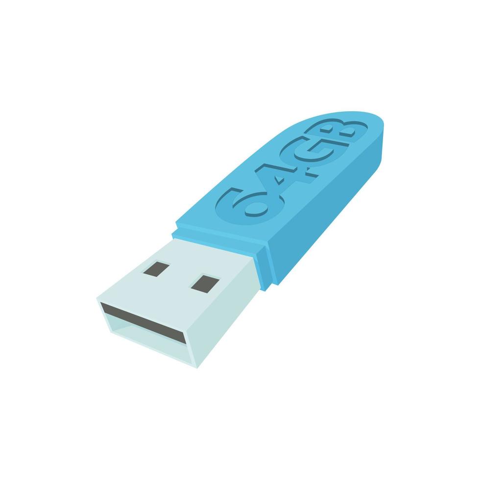 USB flash drive icon, cartoon style vector