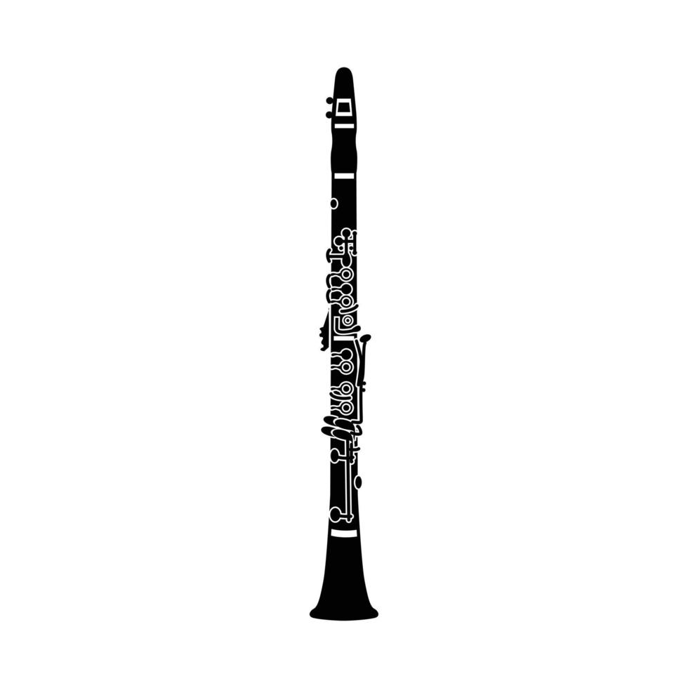 icono de clarinete, estilo simple negro vector