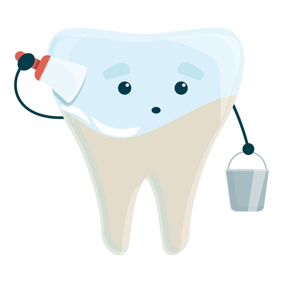 Teeth whitening paint icon, cartoon style vector