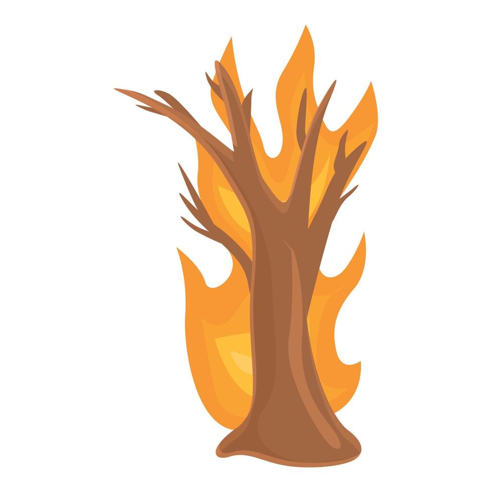 Burning forest tree icon, cartoon style vector