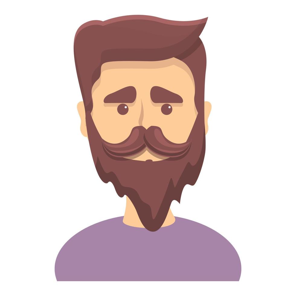 chico barbudo con icono de peinado de moda, estilo de dibujos animados vector