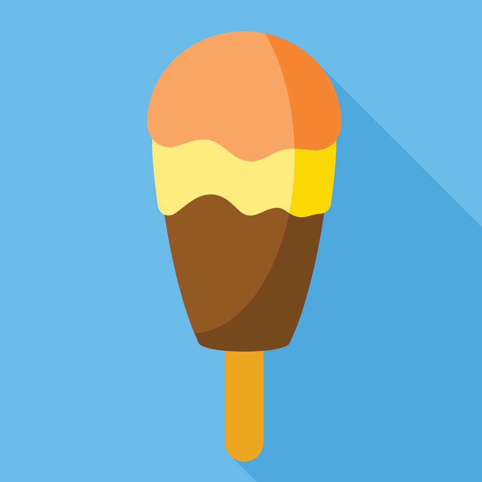Orange chocolate popsicle icon, flat style vector