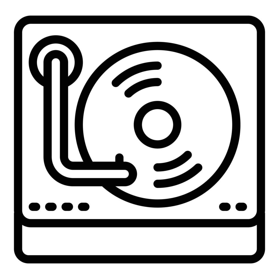 icono de reproductor de vinilo retro, estilo de contorno vector