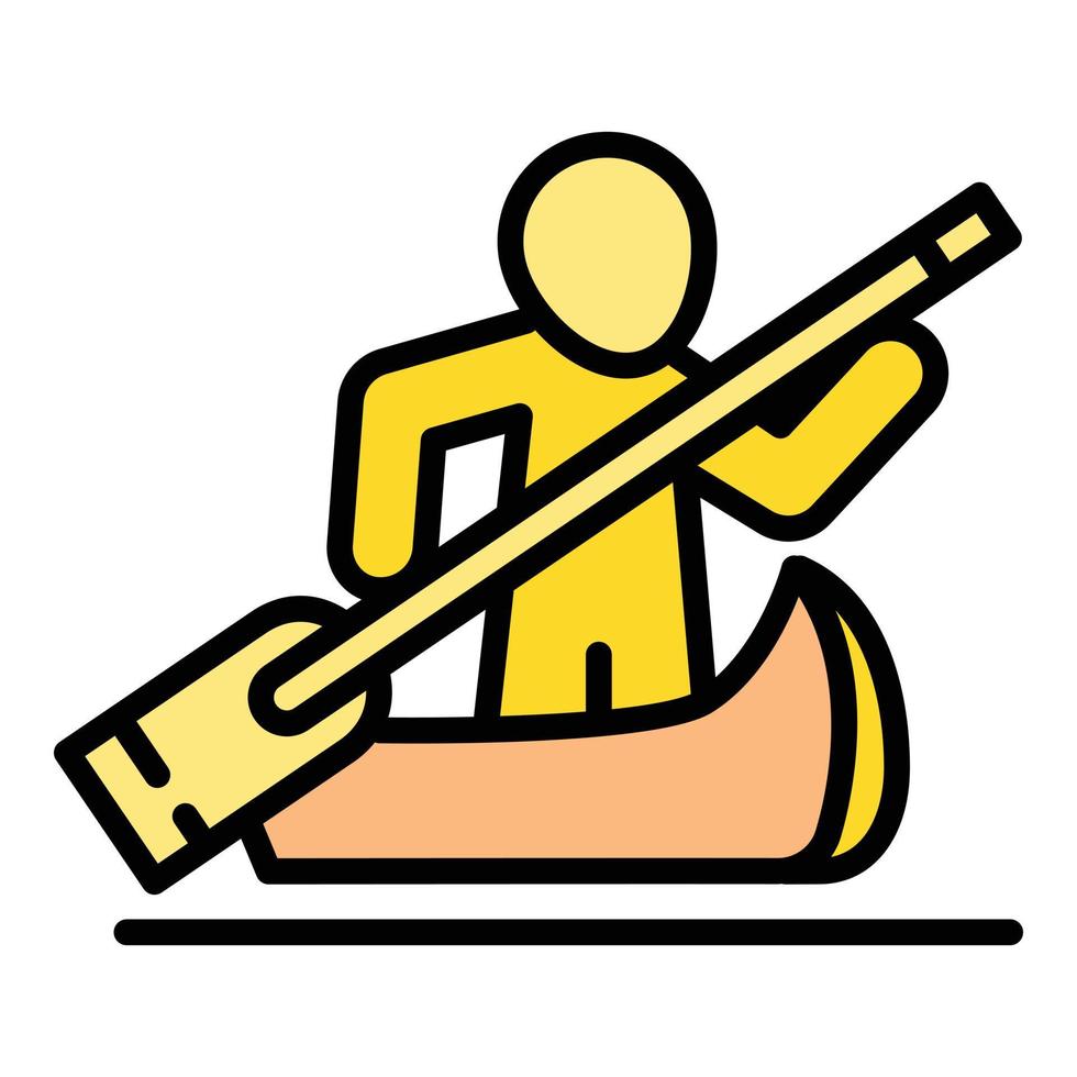 River canoe icon outline vector. Paddle boat vector