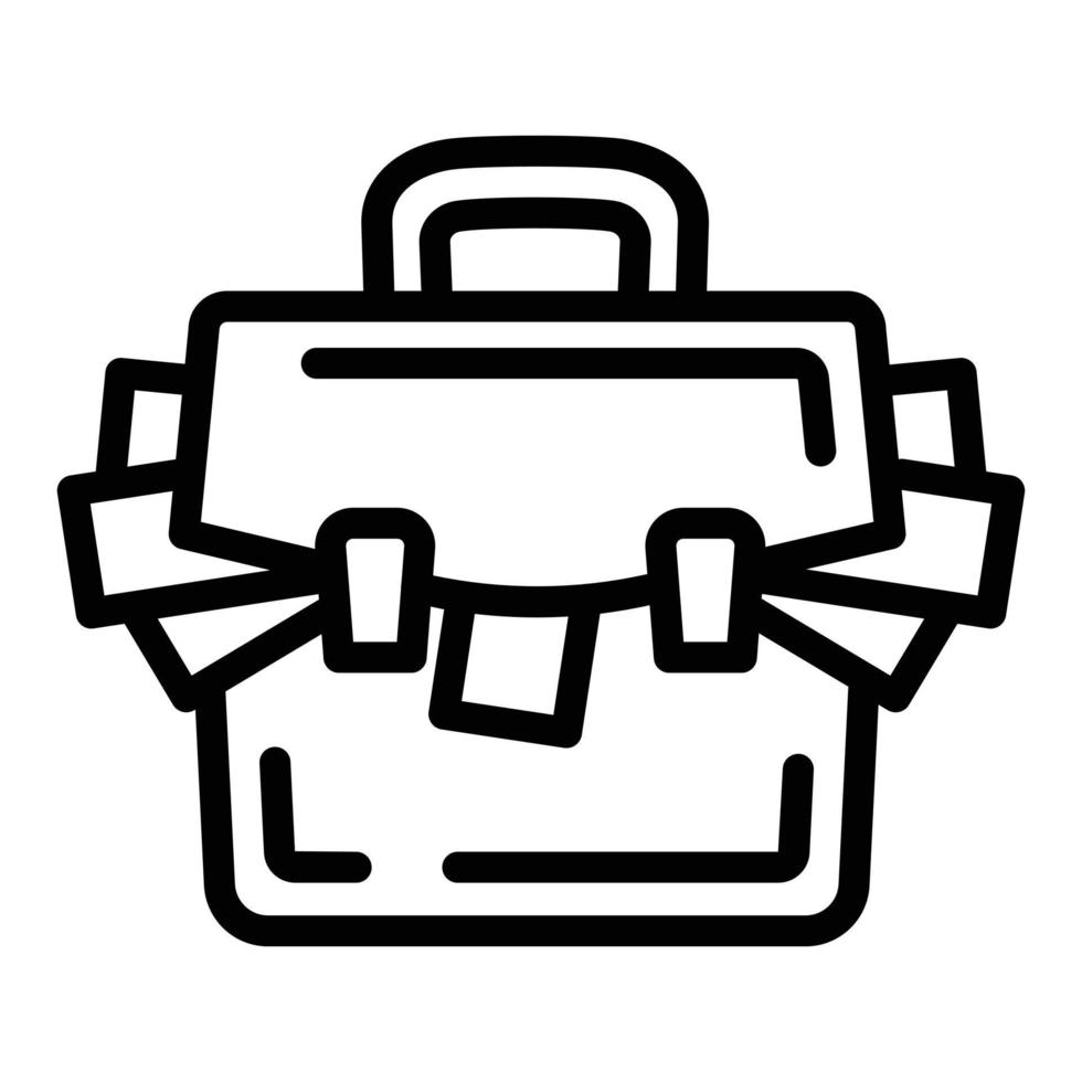 Suitcase corruption money icon, outline style vector