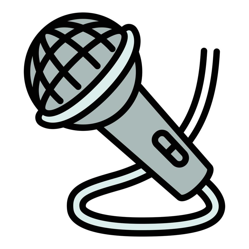 Music microphone icon, outline style vector
