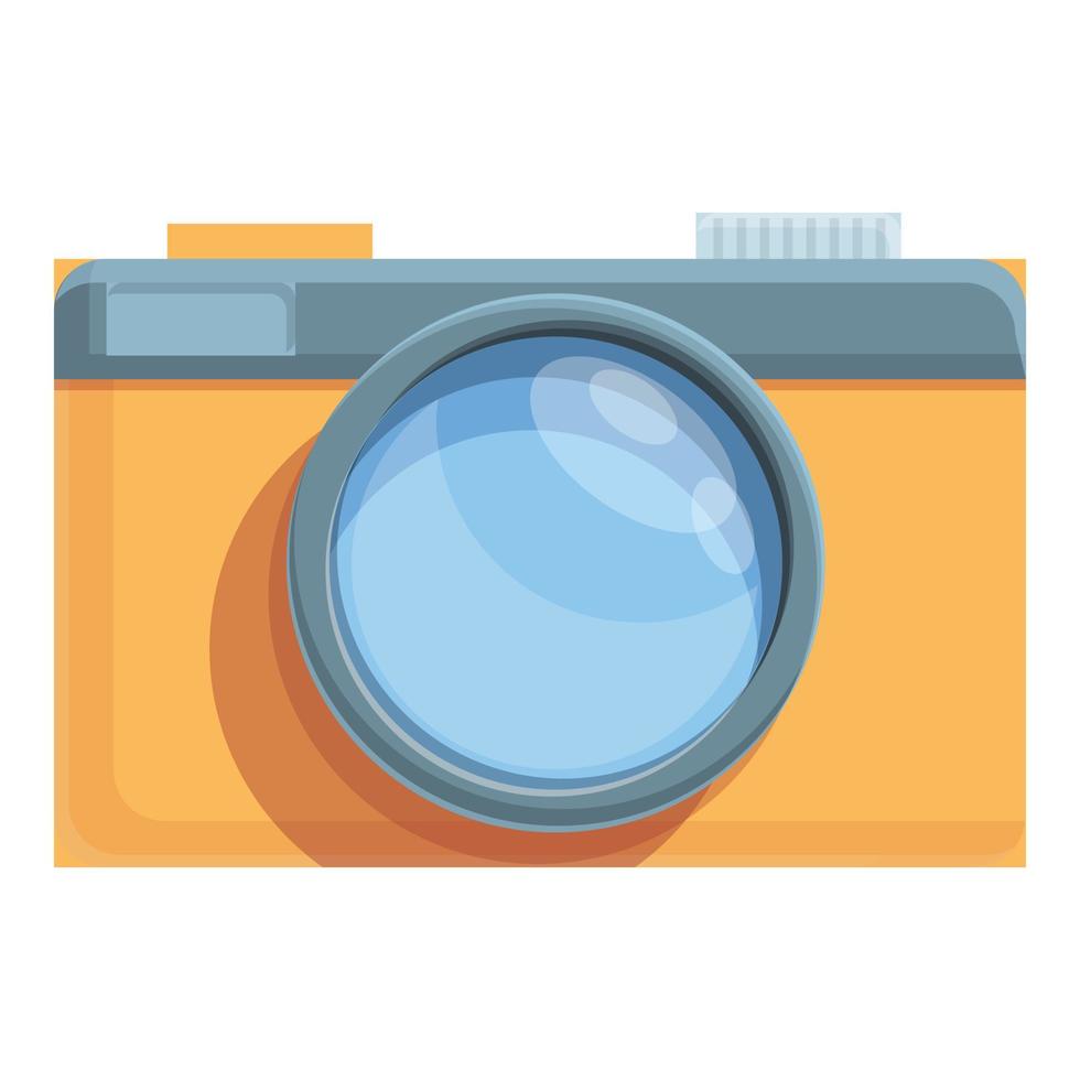 Retro safari camera icon, cartoon style vector