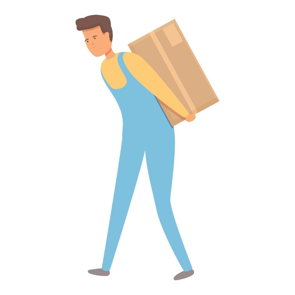 Man relocation box icon cartoon vector. House move vector