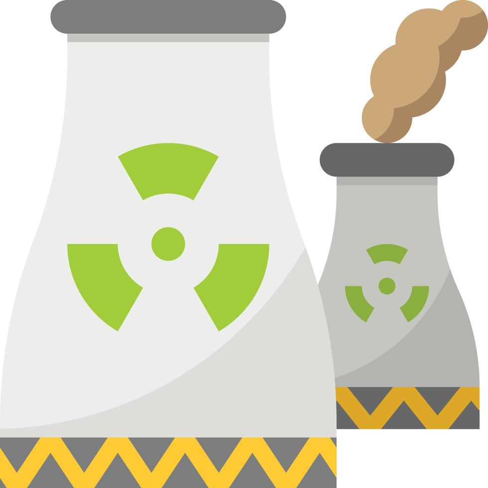 ecología de la planta de energía nuclear - icono plano vector