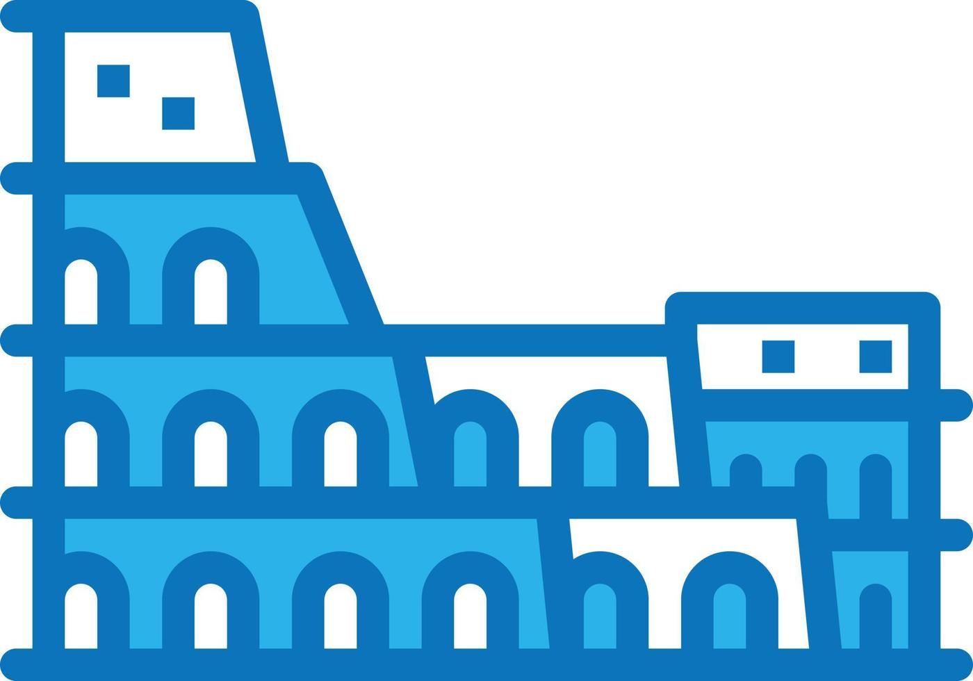 coliseo romano roma italia hito - icono azul vector