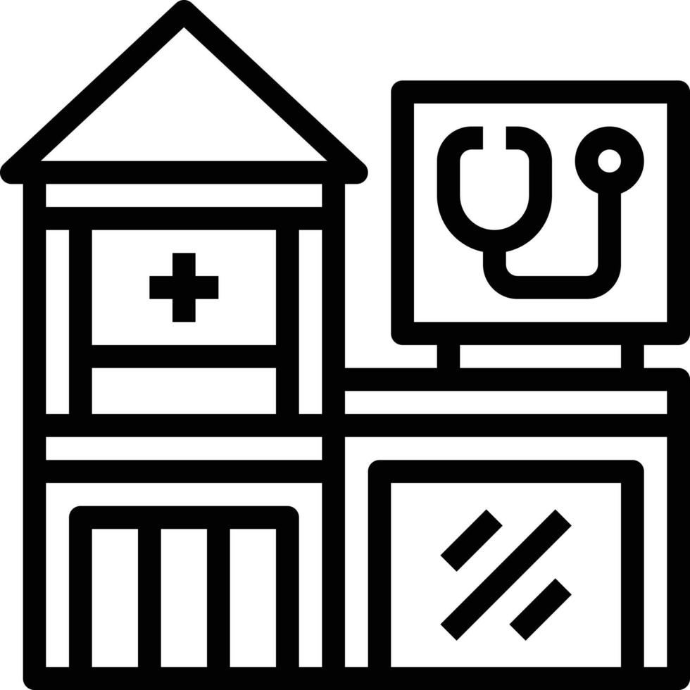 clinic dentist pharmacy doctor building - outline icon vector