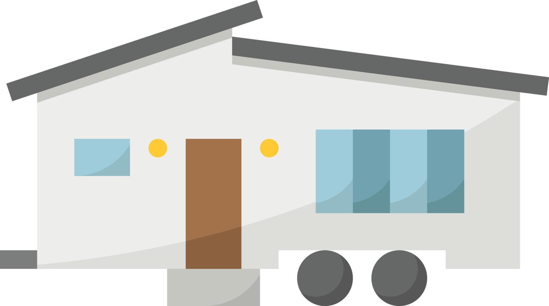mobile house home movable wheel building - flat icon vector