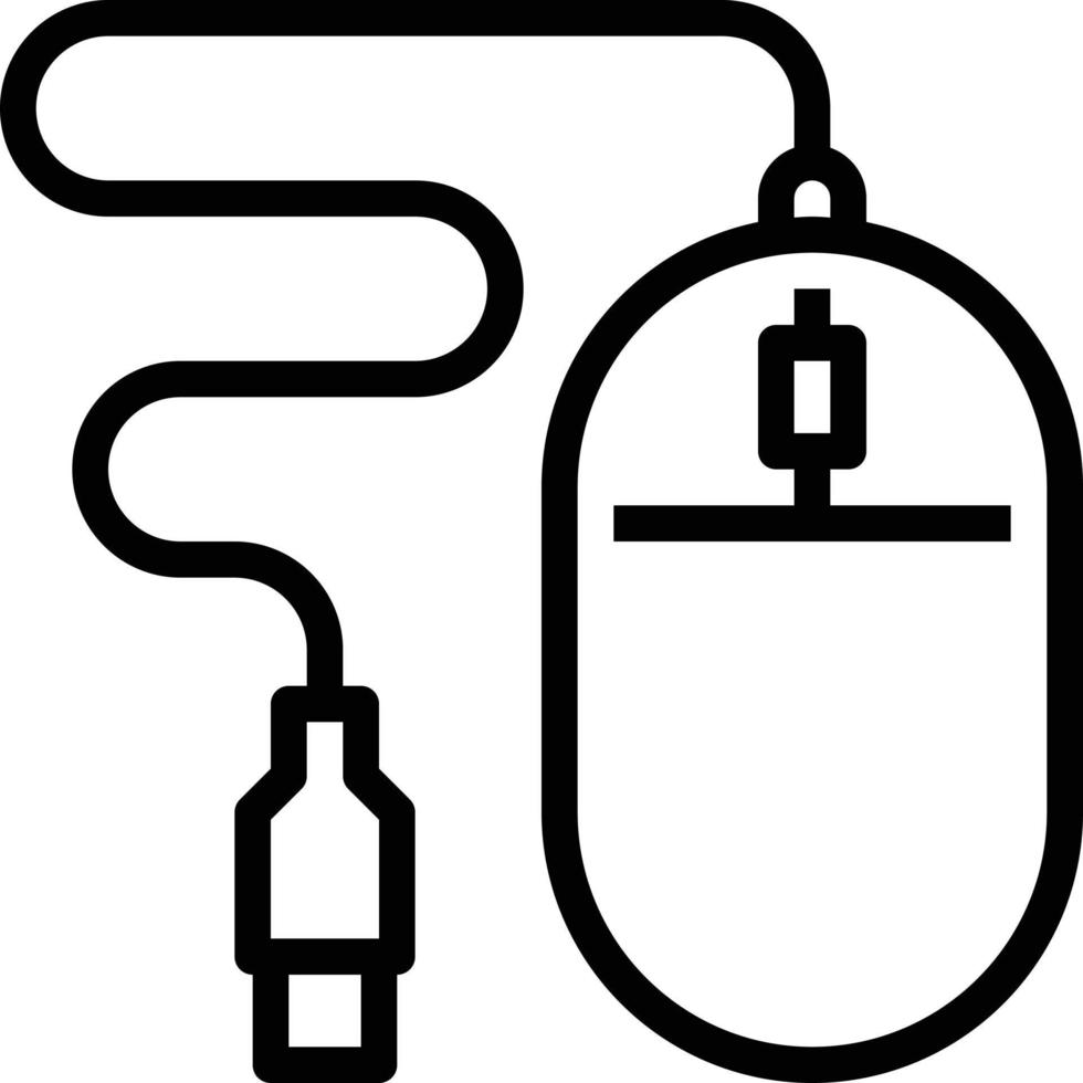 mouse wire click computer accessory - outline icon vector