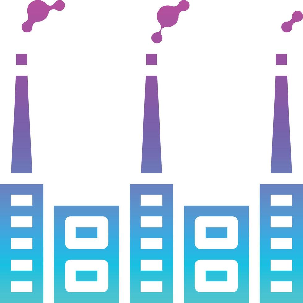 factory polution smoke production building - solid gradient icon vector