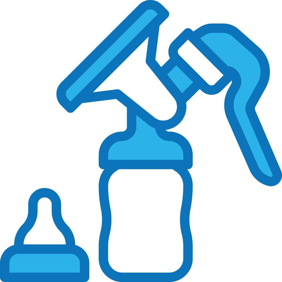 breast pump milk feeding baby accessories - blue icon vector