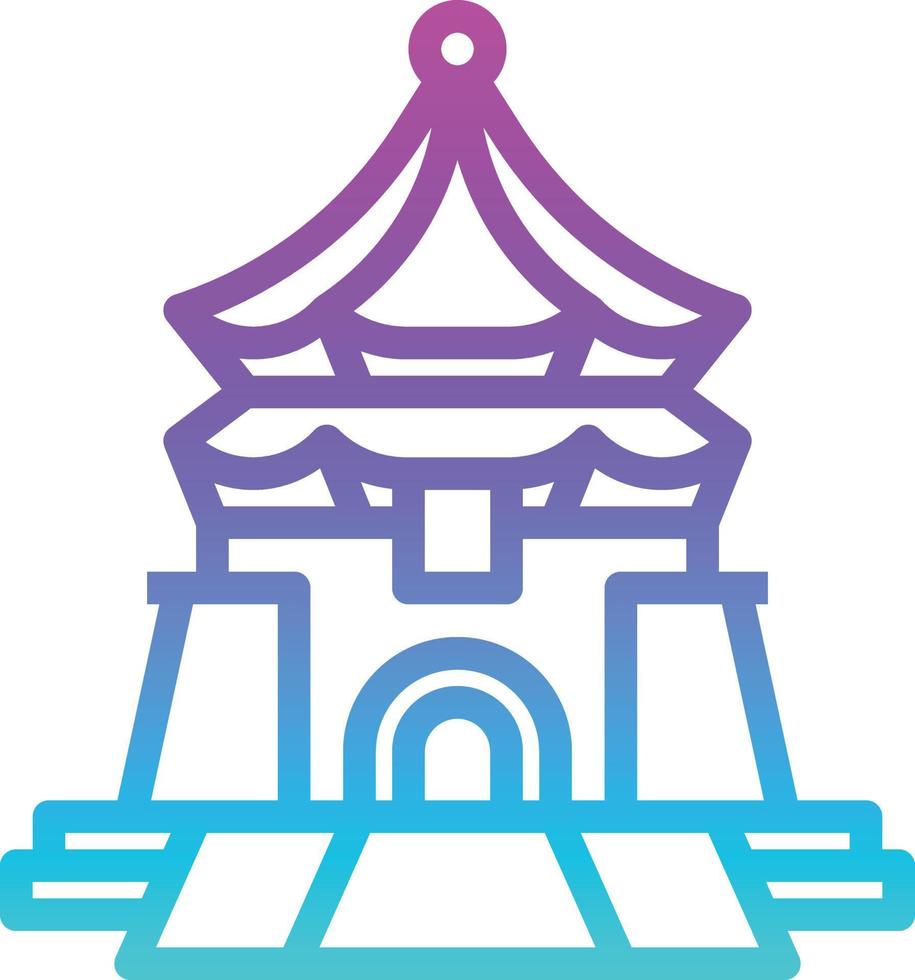 chiang kai shek memorial hall taipei taiwan landmark - gradient icon vector