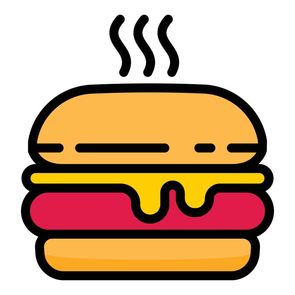 Hot burger icon, outline style vector