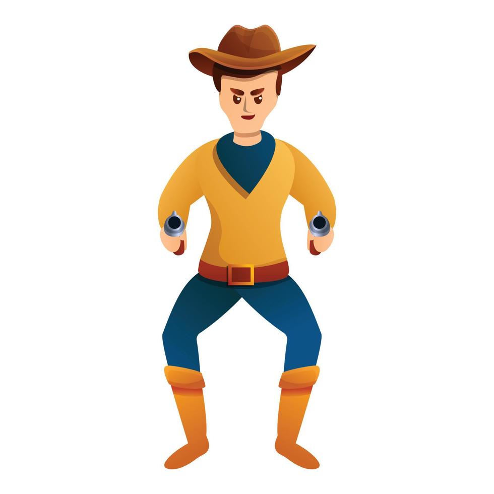 Crazy pistols cowboy icon, cartoon style vector