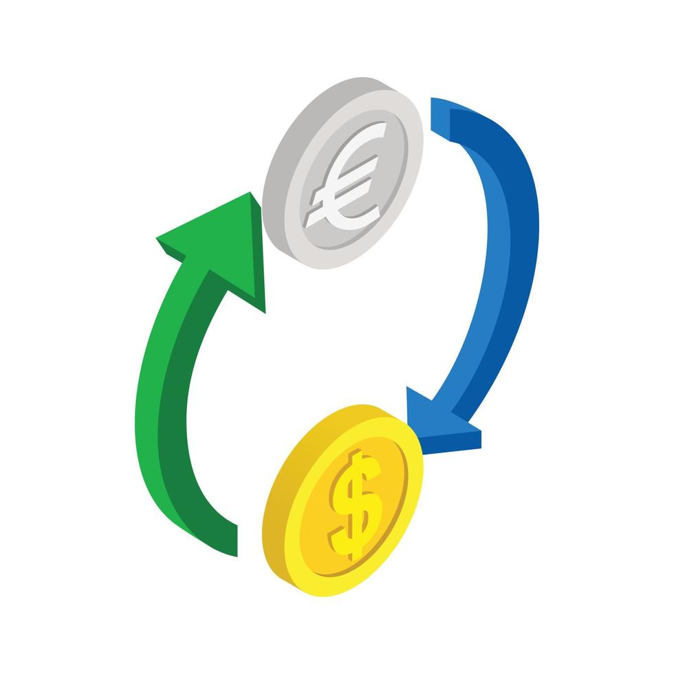 Exchange of money icon, isometric 3d style vector