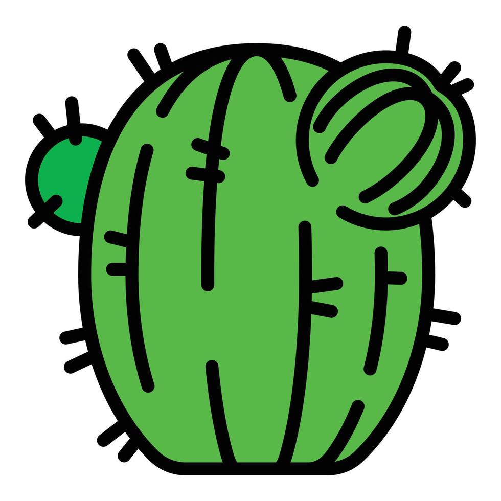 icono de cactus verde, estilo de esquema vector