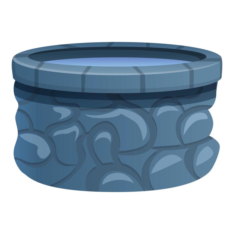 Ancient water well icon, cartoon style vector