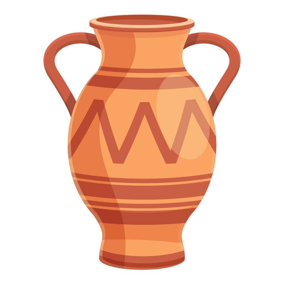 Amphora ornate icon, cartoon style vector