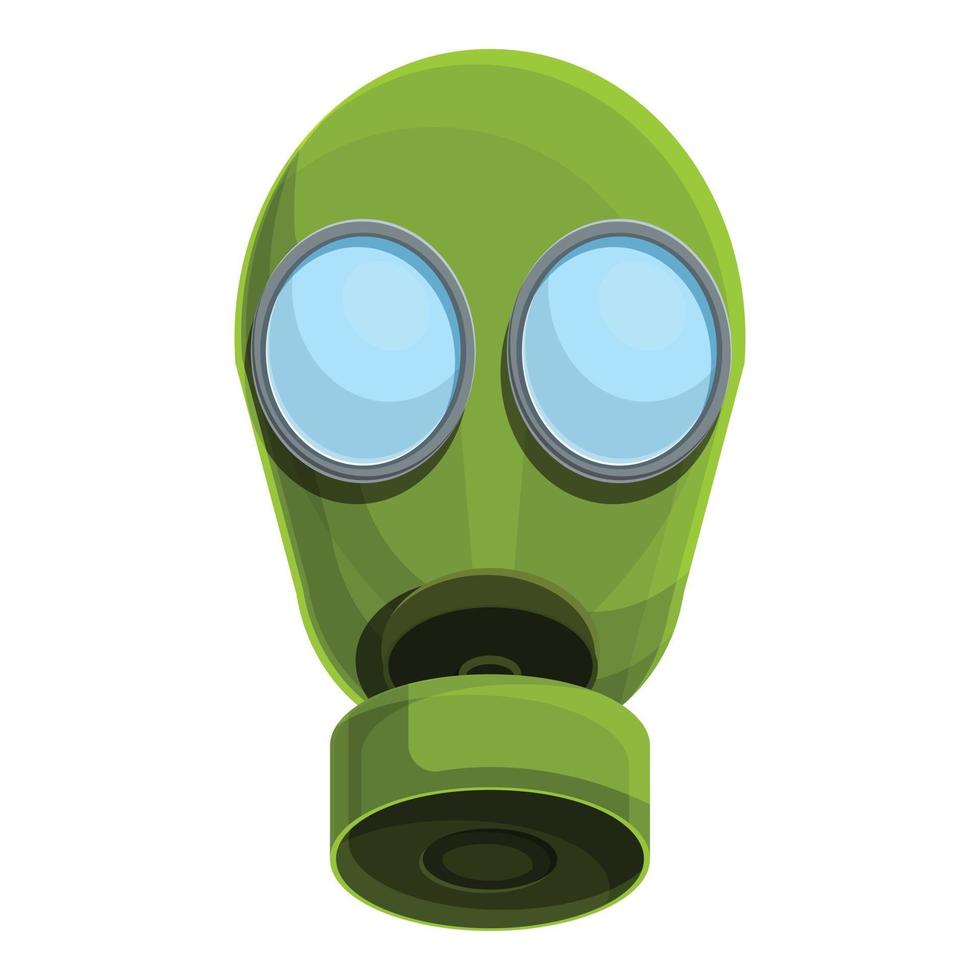 Green gas mask icon, cartoon style vector