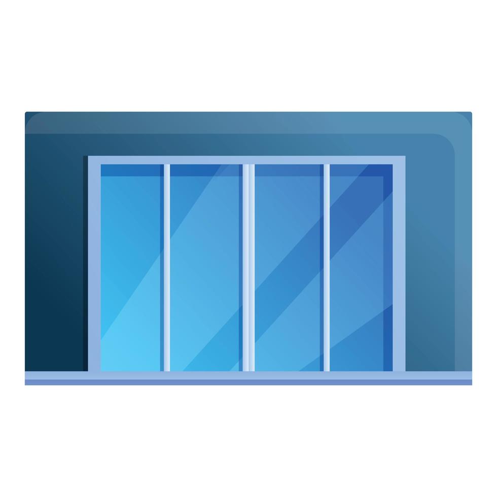 Glass entrance icon, cartoon style vector