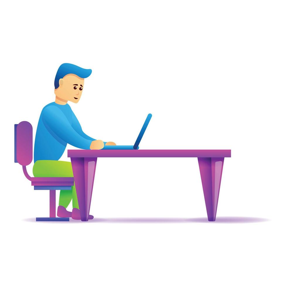 Freelancer boy icon, cartoon style vector