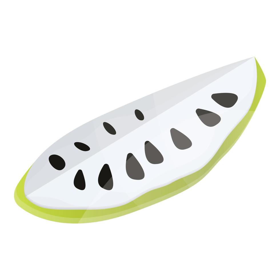 Soursop slice icon, cartoon style vector