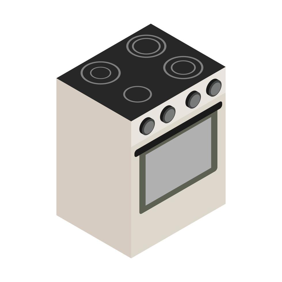 Electric stove icon, isometric 3d style vector