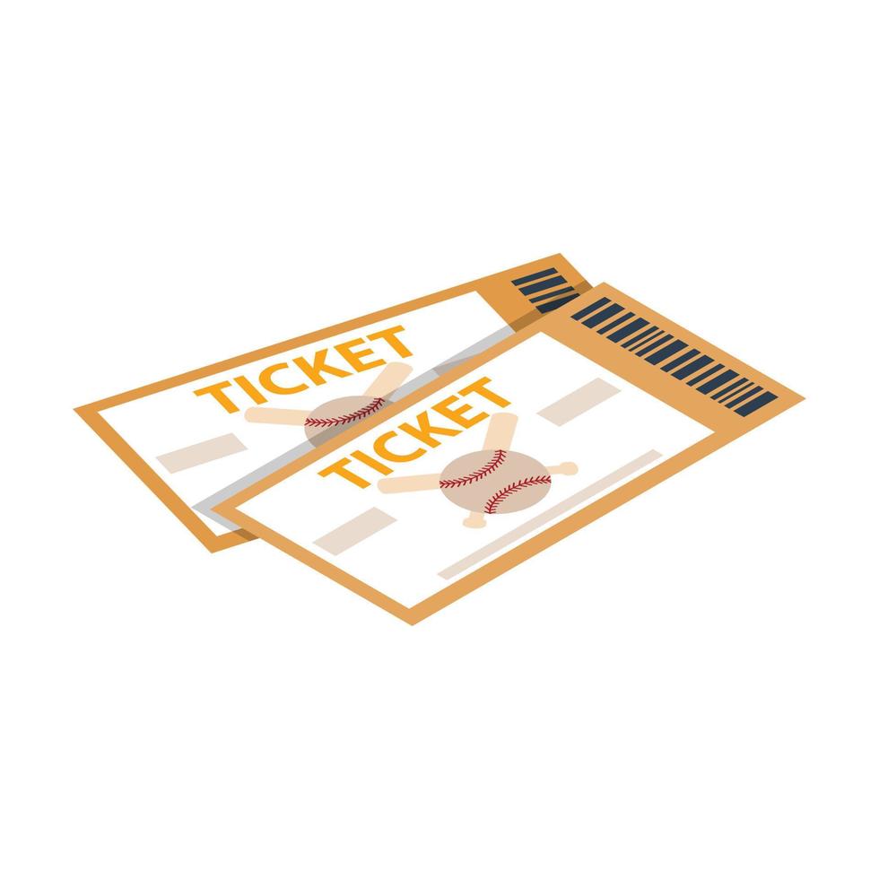 Baseball tickets isometric 3d icon vector