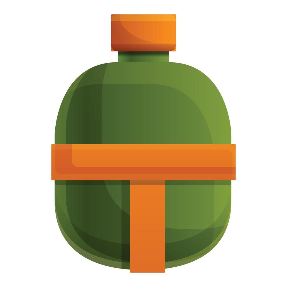 Camping water flask icon, cartoon style vector