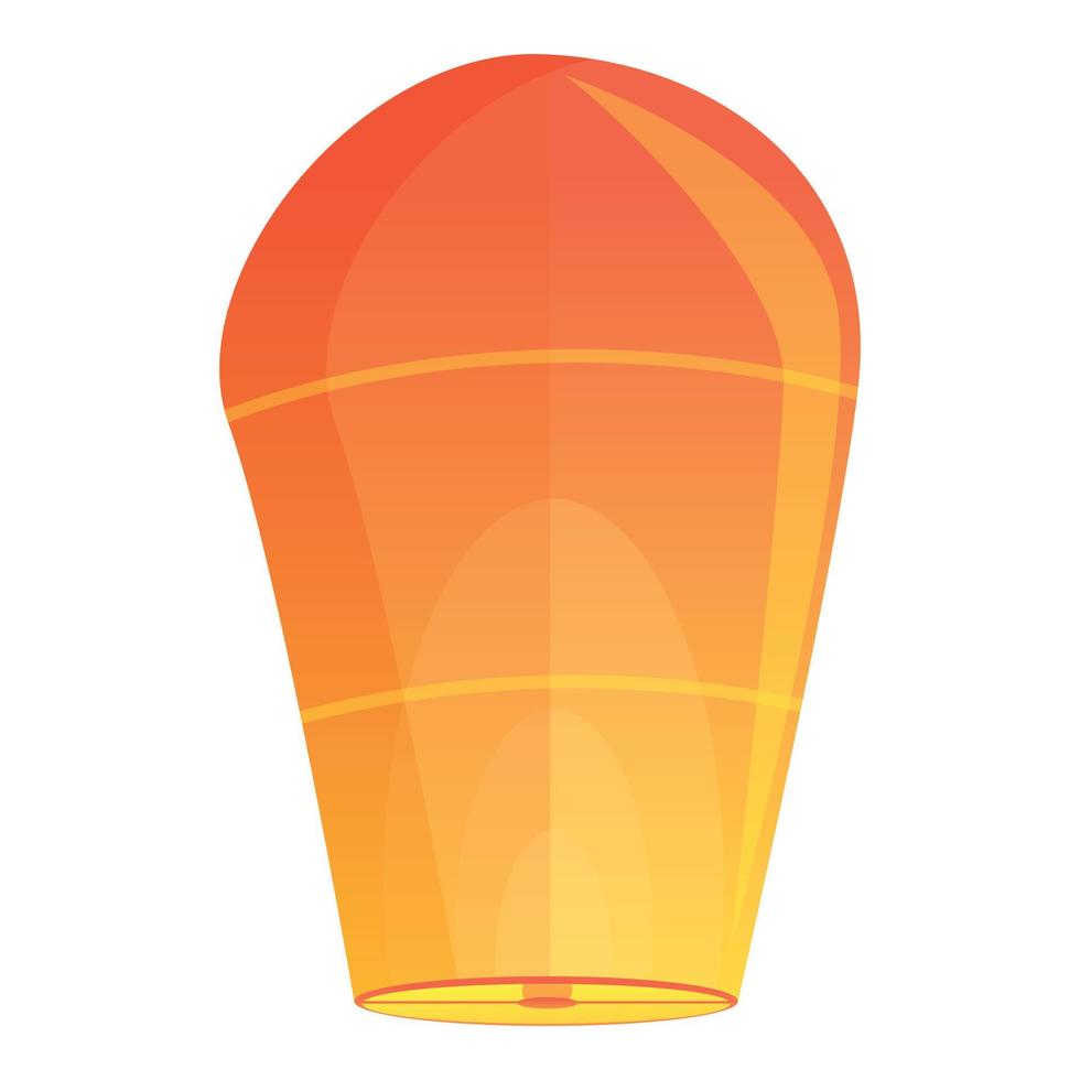 Orange floating lantern icon, cartoon style vector