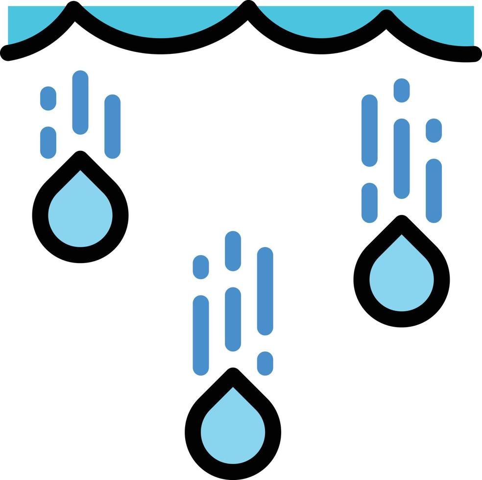 raining falling water drop - filled outline icon vector